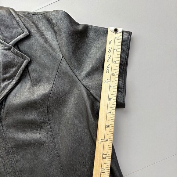 Wilsons Maxima Leather Moto Zip Short Sleeve Jacket Womens Small Punk Grunge Y2K - Picture 10 of 14